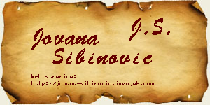 Jovana Sibinović vizit kartica